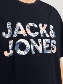 Jack & Jones Erkek Bisiklet Yaka Baskılı Tişört - Bryan -Sky Captain - 12268127