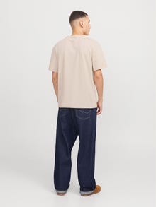 Jack & Jones Erkek Bisiklet Yaka Baskılı Tişört - Bryan -Moonbeam - 12268127