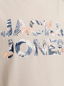 Jack & Jones Erkek Bisiklet Yaka Baskılı Tişört - Bryan -Moonbeam - 12268127