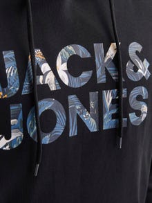 Jack & Jones Erkek Logo Baskılı Kapüşonlu Sweatshırt - Bryan -Black - 12268128