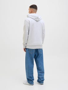 Jack & Jones Erkek Logo Baskılı Kapüşonlu Sweatshırt - Bryan -White Melange - 12268128