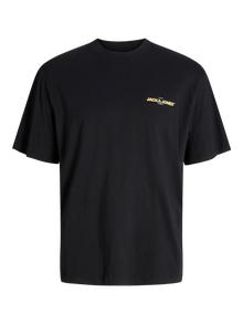 Jack & Jones Geniş Kalıp Sıfır Yaka Tişört -Black - 12268268