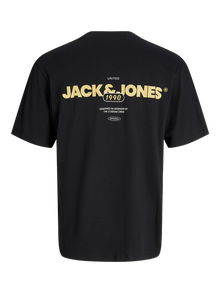 Jack & Jones Geniş Kalıp Sıfır Yaka Tişört -Black - 12268268