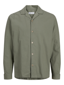 Jack & Jones Erkek Uzun Kollu Keten Karışımlı Gömlek - Summer -Agave Green - 12268379