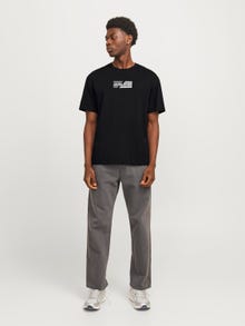Jack & Jones Bisiklet Yaka Logo Baskılı Tişört - Corp -Black - 12268415