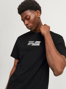 Jack & Jones Bisiklet Yaka Logo Baskılı Tişört - Corp -Black - 12268415
