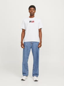 Jack & Jones Bisiklet Yaka Logo Baskılı Tişört - Corp -White - 12268415