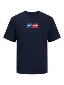 Jack & Jones Bisiklet Yaka Logo Baskılı Tişört - Corp -Sky Captain - 12268415
