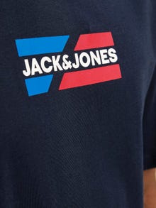 Jack & Jones Bisiklet Yaka Logo Baskılı Tişört - Corp -Sky Captain - 12268415
