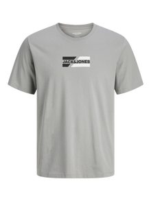 Jack & Jones Bisiklet Yaka Logo Baskılı Tişört - Corp -Ultimate Grey - 12268415