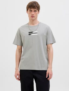 Jack & Jones Bisiklet Yaka Logo Baskılı Tişört - Corp -Ultimate Grey - 12268415