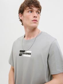 Jack & Jones Bisiklet Yaka Logo Baskılı Tişört - Corp -Ultimate Grey - 12268415
