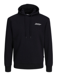 Jack & Jones Erkek Göğüs Baskılı Kapüşonlu Sweatshırt - Beau -Black - 12268436