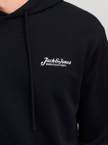 Jack & Jones Erkek Göğüs Baskılı Kapüşonlu Sweatshırt - Beau -Black - 12268436