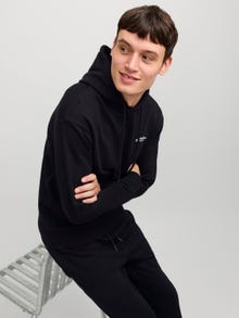 Jack & Jones Erkek Göğüs Baskılı Kapüşonlu Sweatshırt - Beau -Black - 12268436