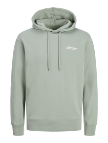 Jack & Jones Erkek Göğüs Baskılı Kapüşonlu Sweatshırt - Beau -Iceberg Green - 12268436