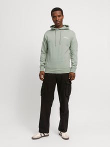 Jack & Jones Erkek Göğüs Baskılı Kapüşonlu Sweatshırt - Beau -Iceberg Green - 12268436