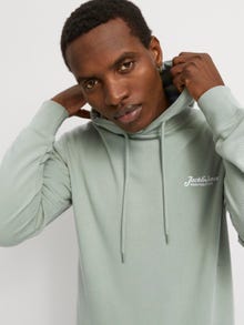 Jack & Jones Erkek Göğüs Baskılı Kapüşonlu Sweatshırt - Beau -Iceberg Green - 12268436