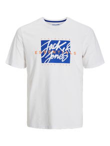 Jack & Jones Erkek Bisiklet Yaka Baskılı Tişört - Colton -White - 12268439
