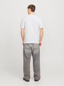 Jack & Jones Erkek Bisiklet Yaka Baskılı Tişört - Colton -White - 12268439