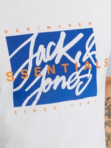 Jack & Jones Erkek Bisiklet Yaka Baskılı Tişört - Colton -White - 12268439