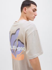 Jack & Jones Erkek Göğüs ve Sırt Baskılı Tişört - Ames -Moonbeam - 12268471