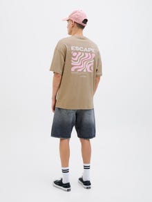 Jack & Jones Erkek Göğüs ve Sırt Baskılı Tişört - Ames -Coriander - 12268471