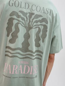 Jack & Jones Erkek Göğüs ve Sırt Baskılı Tişört - Ames -Iceberg Green - 12268471