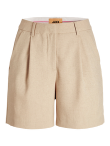 Jack & Jones Kadın Yüksek Bel Keten Şort - Aya -Feather Gray - 12268838