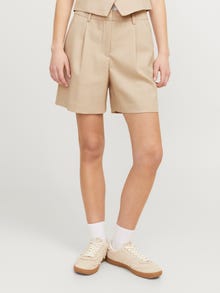 Jack & Jones Kadın Yüksek Bel Keten Şort - Aya -Feather Gray - 12268838