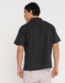 Jack & Jones Erkek Keten Karışımlı Kısa Kollu Gömlek - Breeze -Black - 12268967