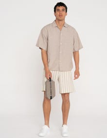Jack & Jones Erkek Keten Karışımlı Gömlek - Breeze -Crockery - 12269057