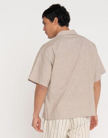 Jack & Jones Erkek Keten Karışımlı Gömlek - Breeze -Crockery - 12269057