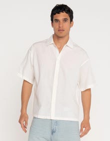 Jack & Jones Erkek Keten Karışımlı Gömlek - Breeze -White - 12269057