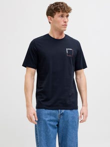 Jack & Jones Erkek Logo Baskılı Bisiklet Yaka Tişört - Verner -Sky Captain - 12269314