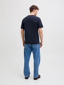 Jack & Jones Erkek Logo Baskılı Bisiklet Yaka Tişört - Verner -Sky Captain - 12269314