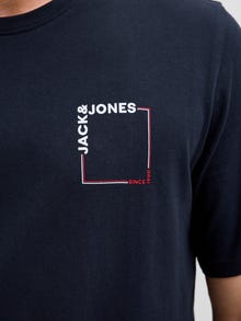 Jack & Jones Erkek Logo Baskılı Bisiklet Yaka Tişört - Verner -Sky Captain - 12269314