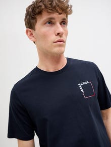 Jack & Jones Erkek Logo Baskılı Bisiklet Yaka Tişört - Verner -Sky Captain - 12269314