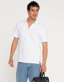 Jack & Jones Erkek Gömlek Yaka Yarım Fermuarlı Tişört - Benja -White - 12269338
