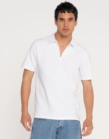 Jack & Jones Erkek Gömlek Yaka Yarım Fermuarlı Tişört - Benja -White - 12269338