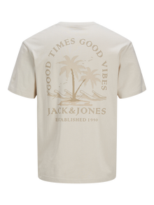 Jack & Jones Erkek Sırt Baskılı Tişört - Summer -Moonbeam - 12269372