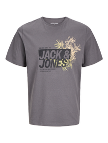 Jack & Jones Erkek Bisiklet Yaka Baskılı Tişört - Jaxon -Castlerock - 12269390