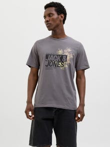 Jack & Jones Erkek Bisiklet Yaka Baskılı Tişört - Jaxon -Castlerock - 12269390