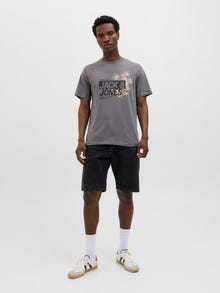 Jack & Jones Erkek Bisiklet Yaka Baskılı Tişört - Jaxon -Castlerock - 12269390