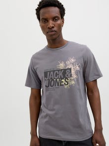 Jack & Jones Erkek Bisiklet Yaka Baskılı Tişört - Jaxon -Castlerock - 12269390