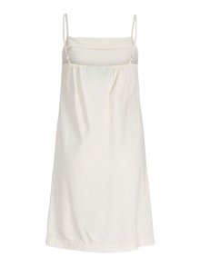 Jack & Jones Kadın Kare Yaka Askılı Keten Elbise - Breeze -Blanc de Blanc - 12269732