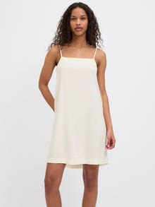 Jack & Jones Kadın Kare Yaka Askılı Keten Elbise - Breeze -Blanc de Blanc - 12269732