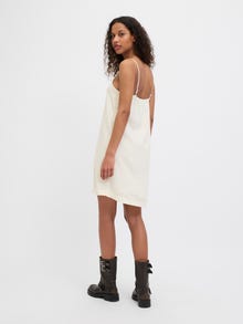 Jack & Jones Kadın Kare Yaka Askılı Keten Elbise - Breeze -Blanc de Blanc - 12269732