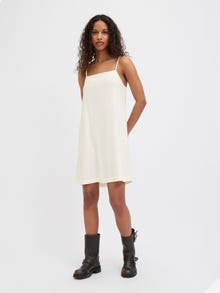 Jack & Jones Kadın Kare Yaka Askılı Keten Elbise - Breeze -Blanc de Blanc - 12269732