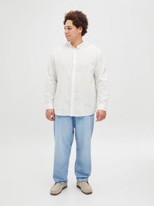 Jack & Jones Büyük Beden Keten Karışımlı Gömlek - Breeze -White - 12270008